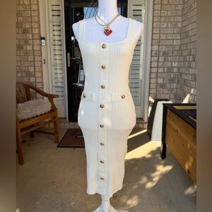 NEW NWT Marciano by Guess White Button-Front Midi Dress